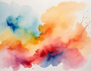 Colorful abstract watercolor background in bright rainbow colors of pink blue blue yellow yellow orange and purple