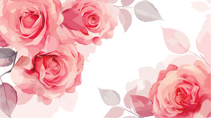 Beautiful pink roses on white background Vectot style