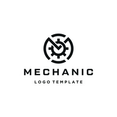 Circular Initial Letter M with Gears For Machine Factory Industrial Logo Design