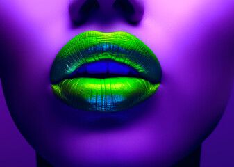 Close-up of creative neon makeup 