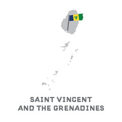 Saint vincent and the grenadines vector map illustration, country map silhouette with the flag inside. Map of the Saint vincent and the grenadines with the national flag isolated on white background - obrazy, fototapety, plakaty