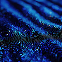 Closeup of Shimmering Blue Fabric with Sparkles and Glitter for Background or Texture Use
