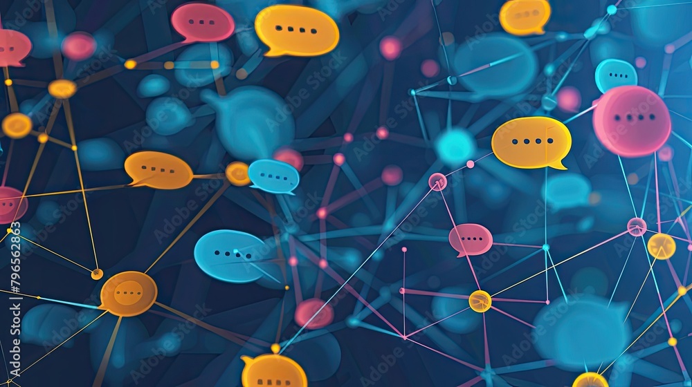 Poster A colorful image of many different colored speech bubbles