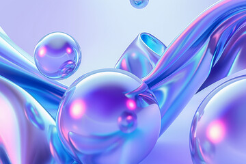 3D colorful abstract bubbles. Realistic rendered background. Modern conceptual wallpaper.