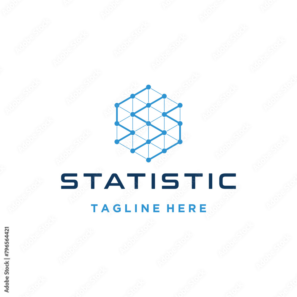 Poster modern initial letter s with digital wire line dots hexagon framework for futuristic link network te