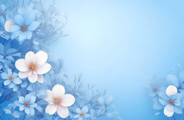 Fototapeta na wymiar A vibrant light blue background with flowers