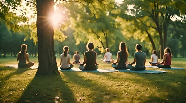 People in group doing workout