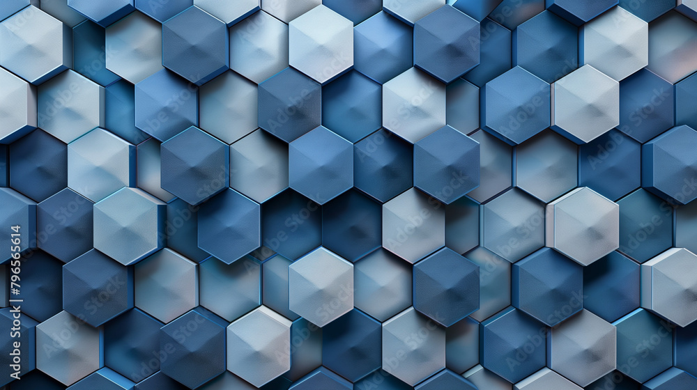 Fototapete abstract blue background with a seamless pattern of 3d cubes,colorful geometric triangle mosaic text
