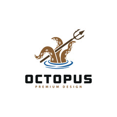 Illustration of the kraken logo, octopus holding a trident