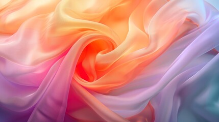 Vibrant and flowing multicolored silk fabric in a dynamic swirl arrangement.