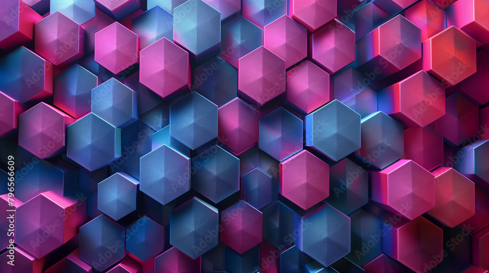 Fototapete abstract blue background with a seamless pattern of 3d cubes,colorful geometric triangle mosaic text