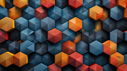 Obraz premium Abstract blue background with a seamless pattern of 3D cubes,Colorful Geometric Triangle Mosaic Texture Art