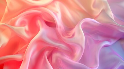 Obraz premium Vibrant and smooth texture of flowing fabric with pink, orange, and purple hues.