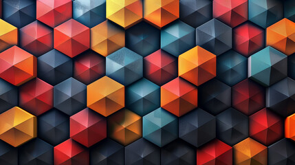 Obraz premium Abstract blue background with a seamless pattern of 3D cubes,Colorful Geometric Triangle Mosaic Texture Art