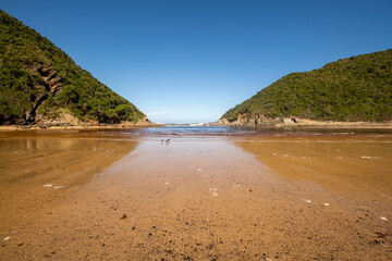 Natures Valley where the Salt River Mouth opens to the Indian Ocean, near Plettenberg Bay,  in the Garden Route of South Africa, 