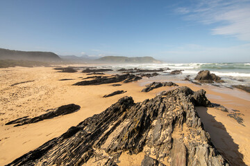 Natures Valley where the Salt River Mouth opens to the Indian Ocean, near Plettenberg Bay,  in the Garden Route of South Africa, 