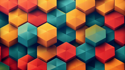 Obraz premium Abstract blue background with a seamless pattern of 3D cubes,Colorful Geometric Triangle Mosaic Texture Art