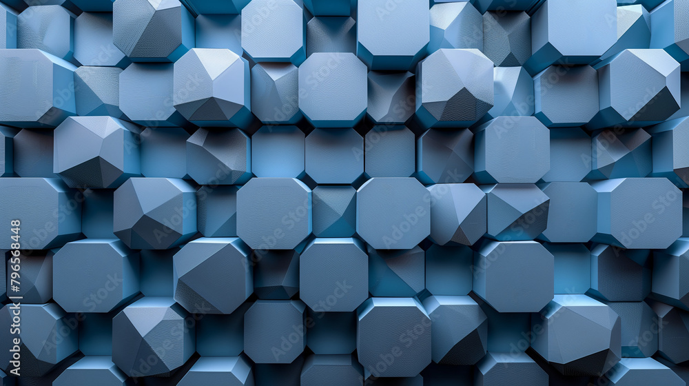 Fototapete abstract blue background with a seamless pattern of 3d cubes,colorful geometric triangle mosaic text