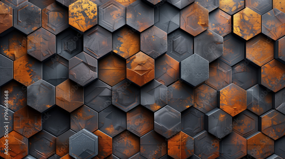 Fototapete Abstract blue background with a seamless pattern of 3D cubes,Colorful Geometric Triangle Mosaic Texture Art
