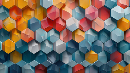 Abstract blue background with a seamless pattern of 3D cubes,Colorful Geometric Triangle Mosaic Texture Art