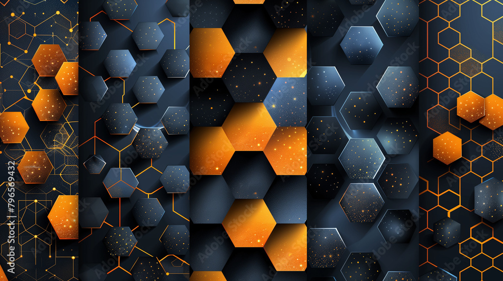 Fototapete abstract blue background with a seamless pattern of 3d cubes,colorful geometric triangle mosaic text