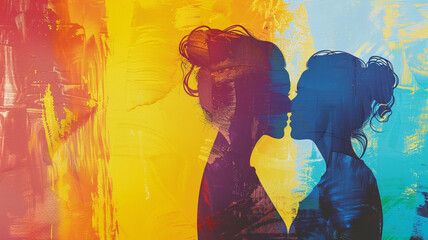 LGBT Lesbian couple background. - love moments happiness concept.