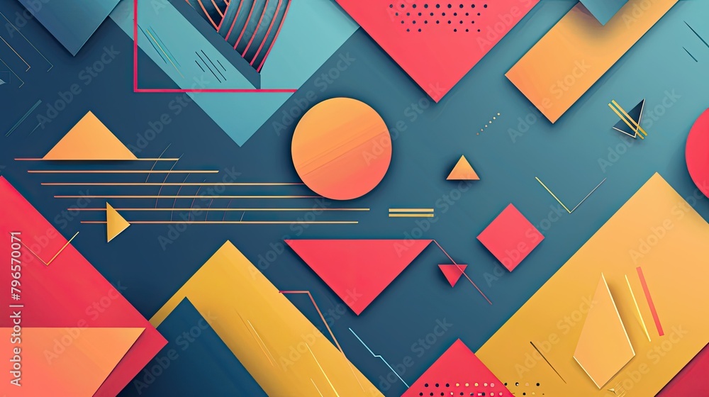 Poster a colorful abstract background with shapes and a yellow circle