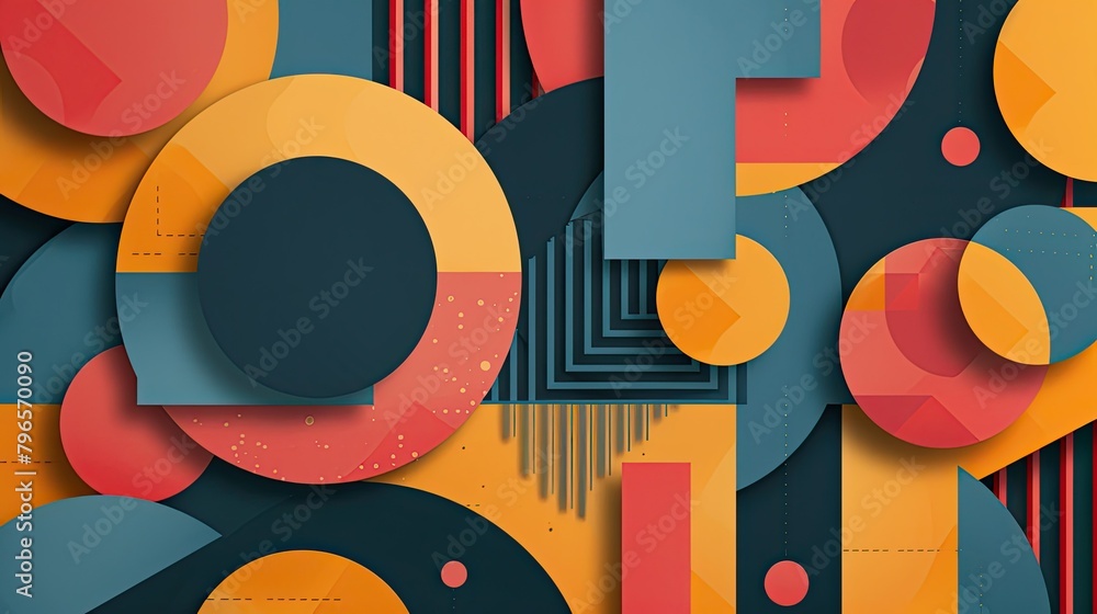 Poster a colorful abstract design with many different shapes and sizes