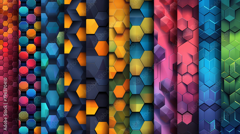 Fototapete abstract blue background with a seamless pattern of 3d cubes,colorful geometric triangle mosaic text