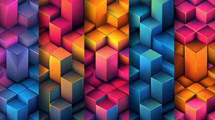 Abstract blue background with a seamless pattern of 3D cubes,Colorful Geometric Triangle Mosaic Texture Art