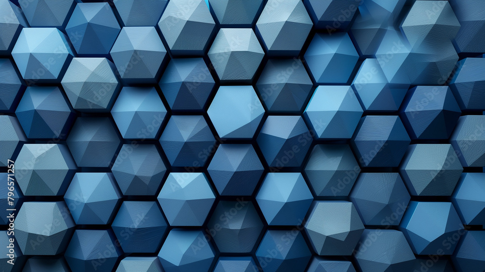 Fototapete abstract blue background with a seamless pattern of 3d cubes,colorful geometric triangle mosaic text