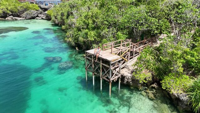 Weekuri Lagoon, Sumba island, Indonesia. Aerial footage.