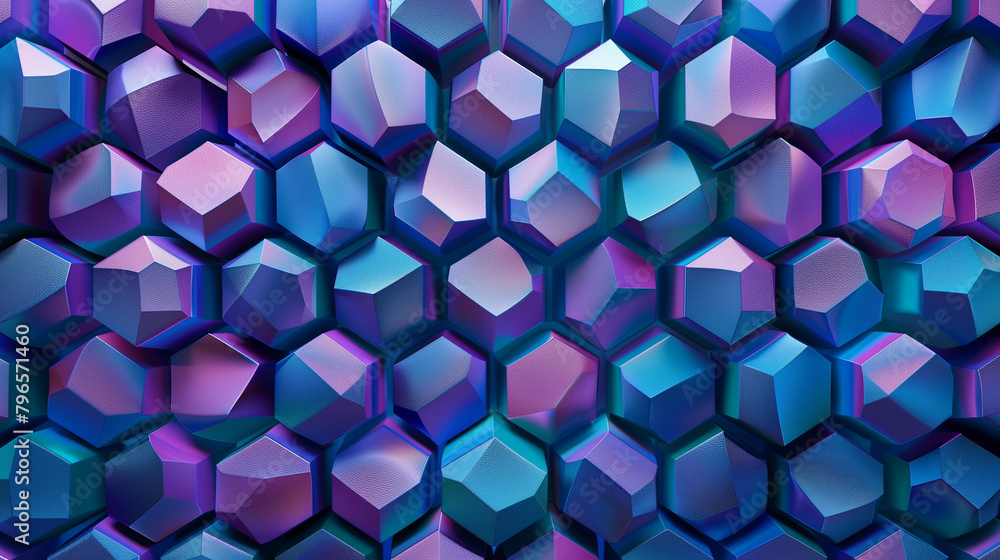 Fototapete abstract blue background with a seamless pattern of 3d cubes,colorful geometric triangle mosaic text