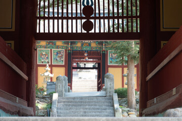 View of the gateway in the Buddhist temple