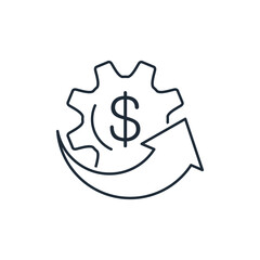 Financial trend up.Growing business.Improved management. Vector linear icon isolated on white background.