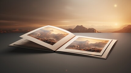 A4 Landscape Horizontal Magazine Brochure 3D Rendering White Blank Mockup.