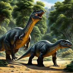 brontosaurus eat plant in primeval, ai-generatet