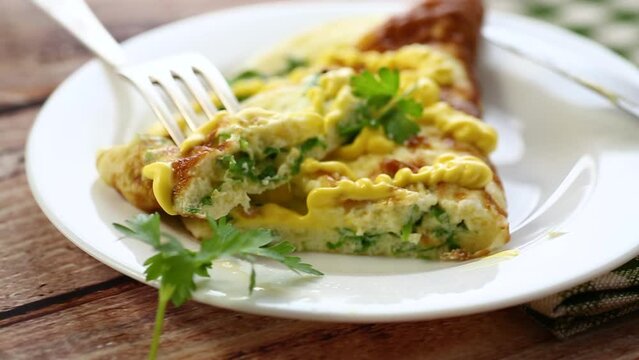 fried omelette stuffed with herbs, parsley, dill