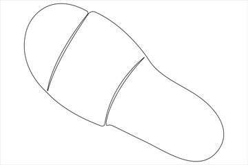 Beach slippers continuous one line drawing of outline footwear vector