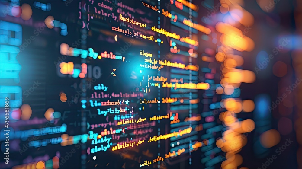 Poster a computer screen with a lot of code on it
