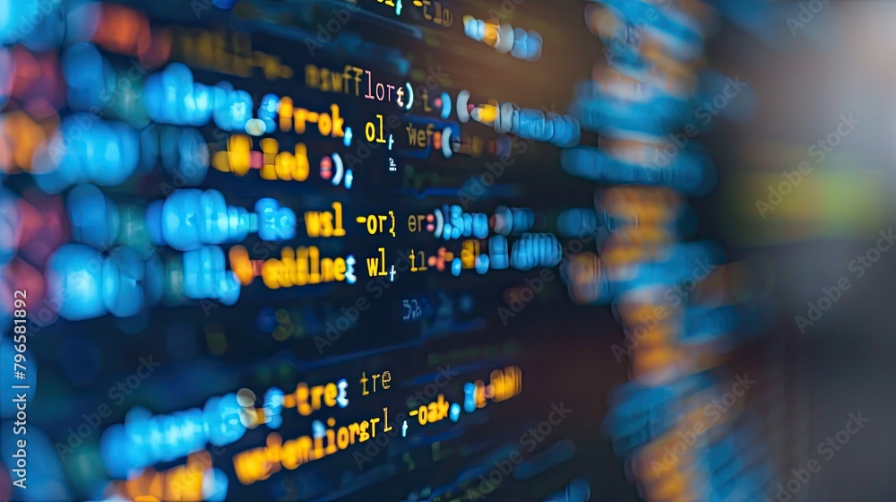 Poster a computer screen with a lot of code on it