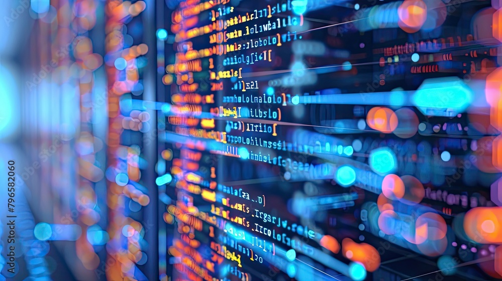 Poster a computer screen with a lot of code on it