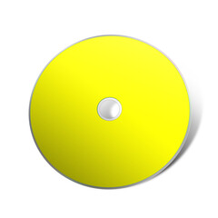 CD or DVD blank template yellow for presentation layouts and design. 3D rendering.