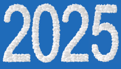 New Year2025. Clouds in shape of the letter 2025.