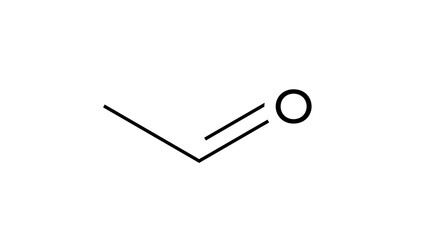 acetaldehyde molecule, structural chemical formula, ball-and-stick model, isolated image ethanal