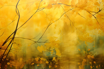 Golden Glade Genesis, abstract landscape art, painting background, wallpaper, generative ai