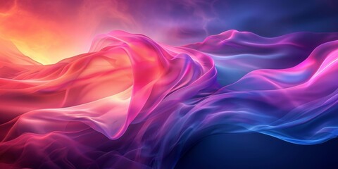 A colorful, flowing piece of fabric with a pink and blue swirl