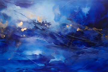 Cosmic Cobalt Crescendo, abstract landscape art, painting background, wallpaper, generative ai
