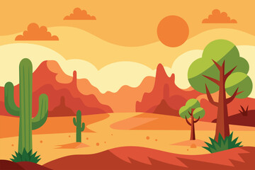 Obraz na płótnie Canvas Desert forest landscape at daytime vector design