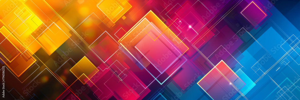Aufkleber abstract geometric background. vibrant digital composition with glowing squares and rectangles. gene